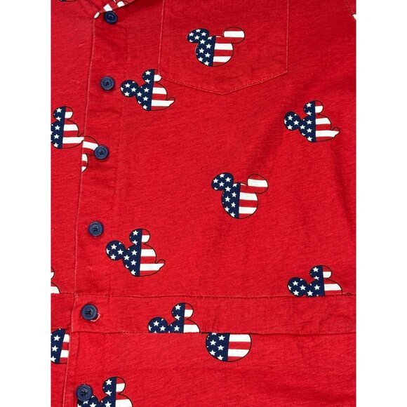 Disney Red Mickey Mouse Patriotic Print Button-Up Romper XL 100% Cotton - Picture 11 of 15